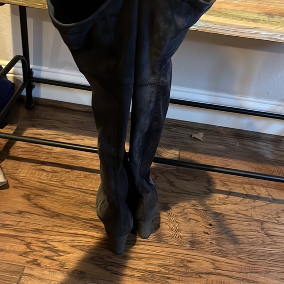 Sesta Meucci stretch knee length vegan suede chunky heel boots size 8M - Picture 4 of 10